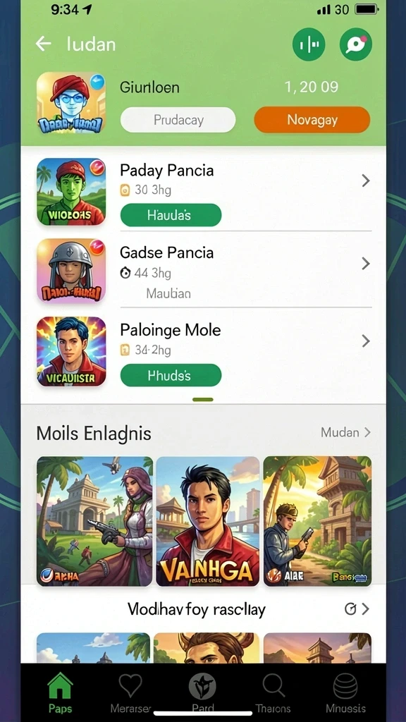 Tampilan utama game dengan navigasi mudah.